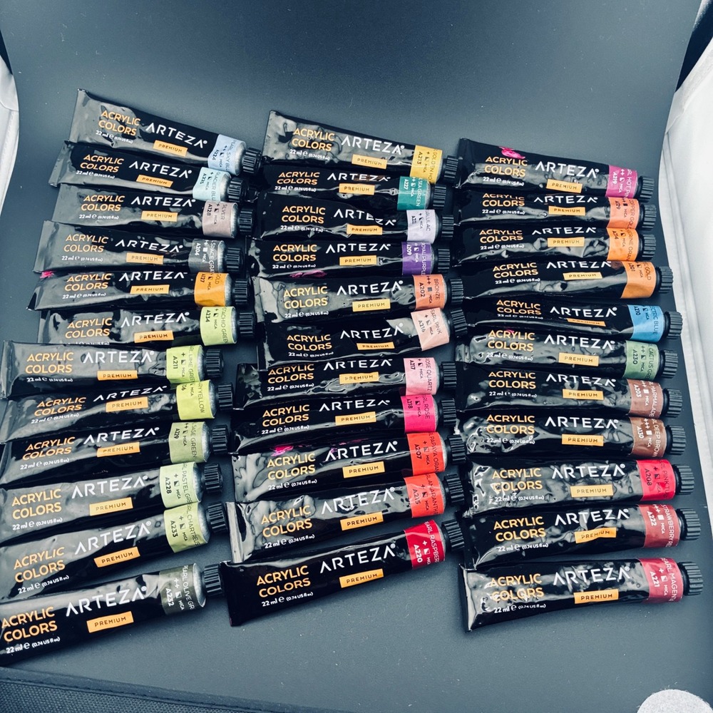 Acrylic Paint Lot 34 Tubes ARTEZA premium preowned most barely used